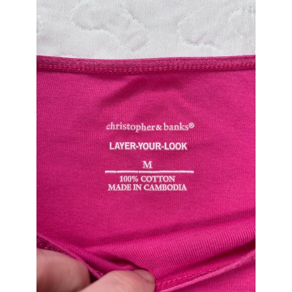 Christopher & Banks Pink Layering Short Sleeve TShirt 100% Cotton size medium - Picture 2 of 4